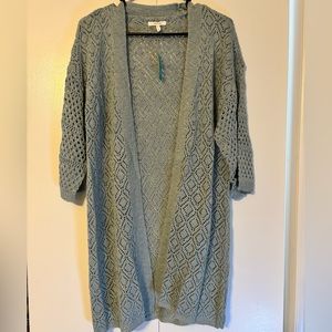 NWT Maurices Open Front Knit Green 3/4 Sleeve Sweater Size S